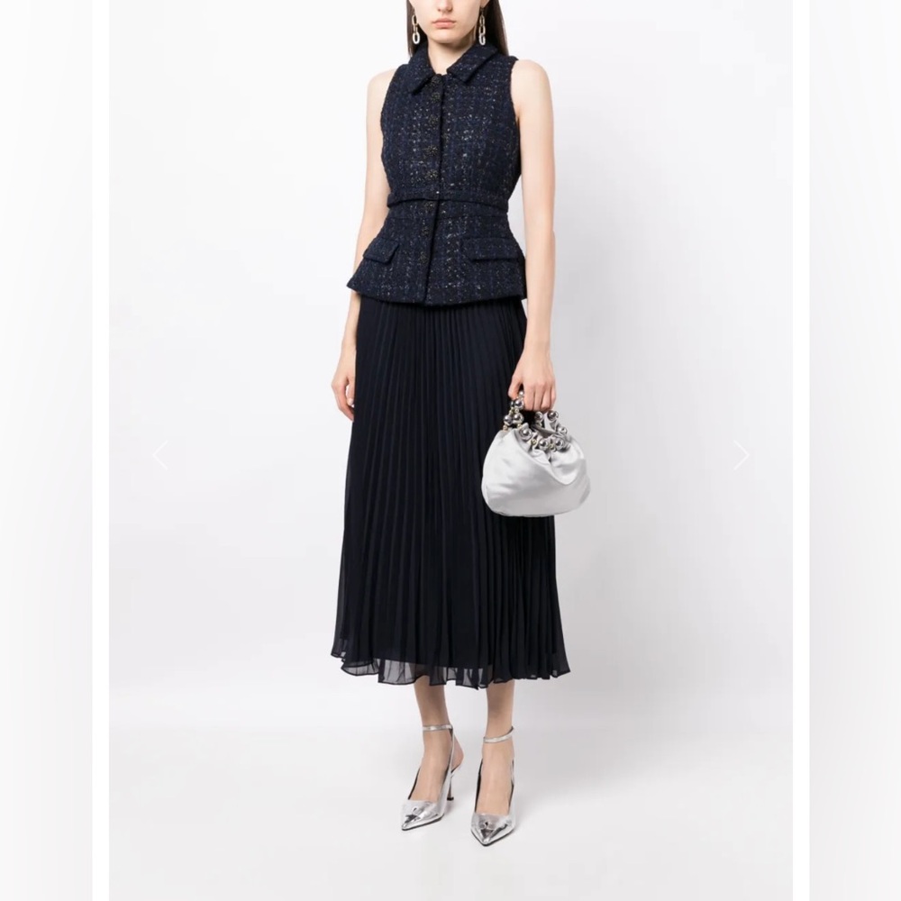 Self-Portrait chiffon midi dress with detachable bouclé top - US0